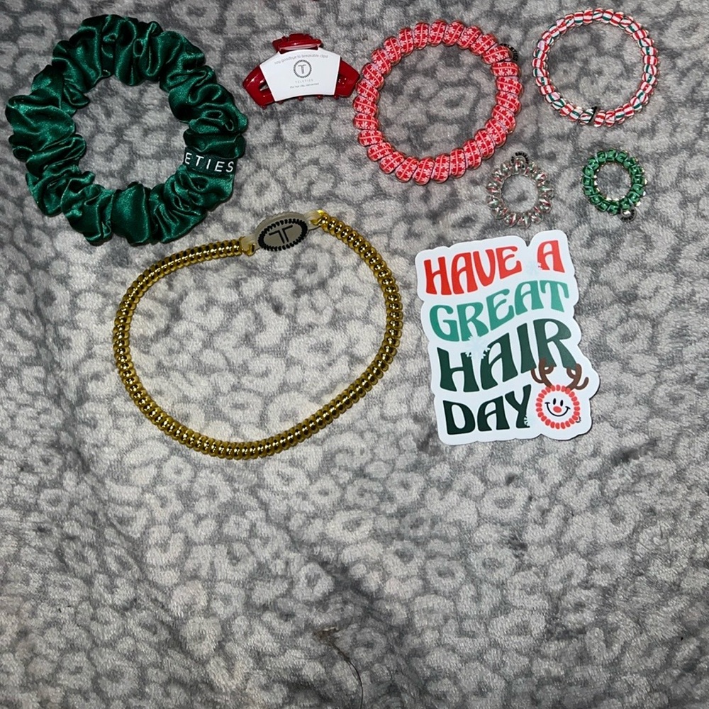 🆕 Teleties Hair Clip Hair Ties Headband Scrunchie Bundle Holiday/Xmas Colors